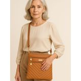 Bolsa Feminina Transversal 3 Compartimentos - Caramelo