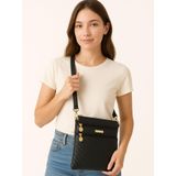 Bolsa Feminina Transversal 3 Compartimentos - Preto