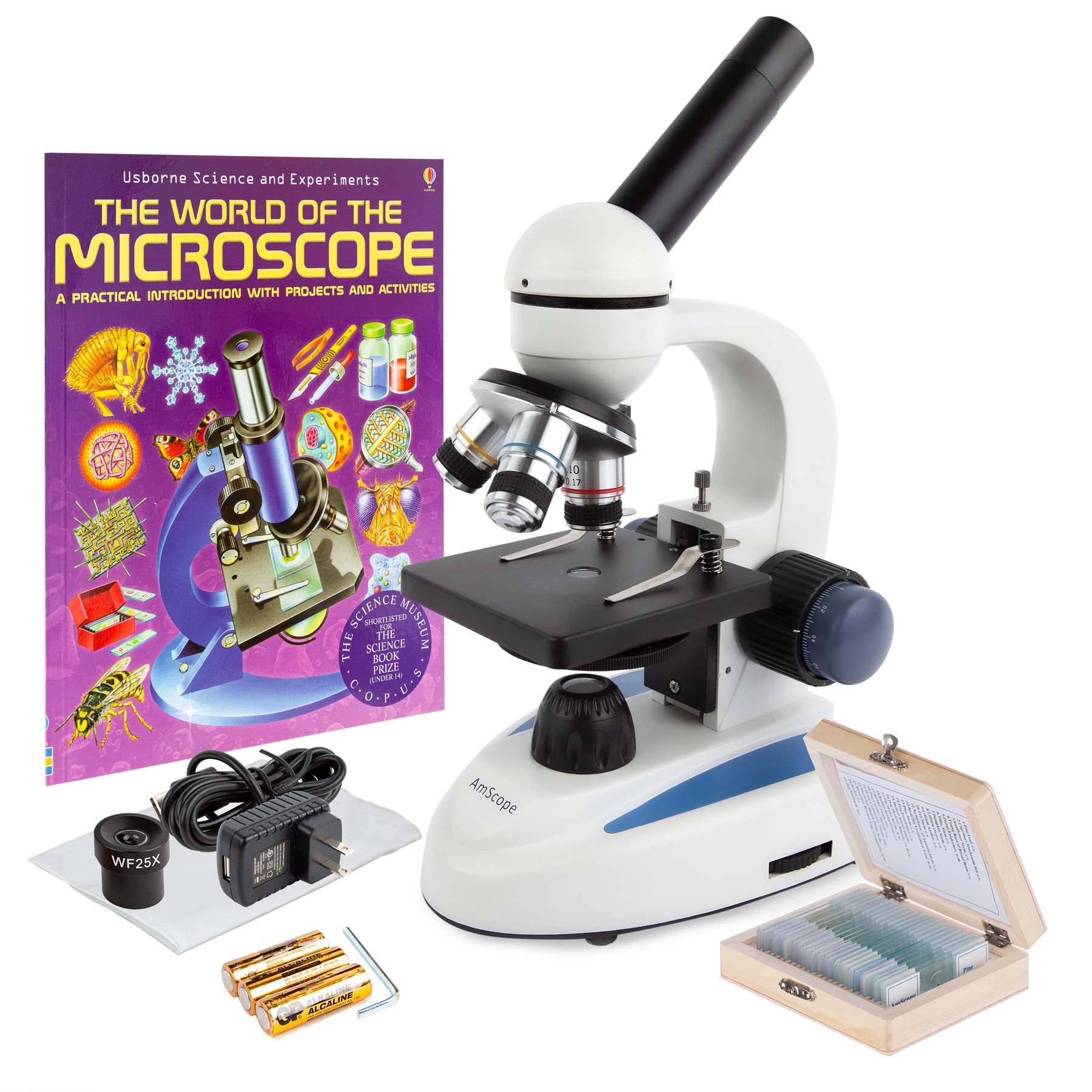 Microscópio Monocular Composto Sem Fio Amscope M158c-ps25-wm
