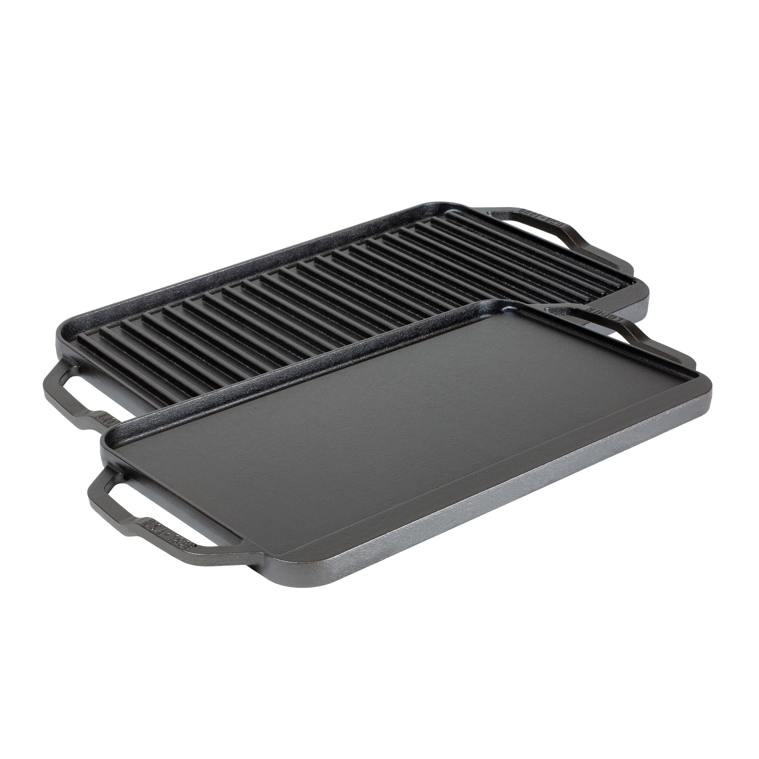 Grill Griddle Lodge 19,5 X 10 Em Ferro Fundido Reversível Fabricado Nos Eua