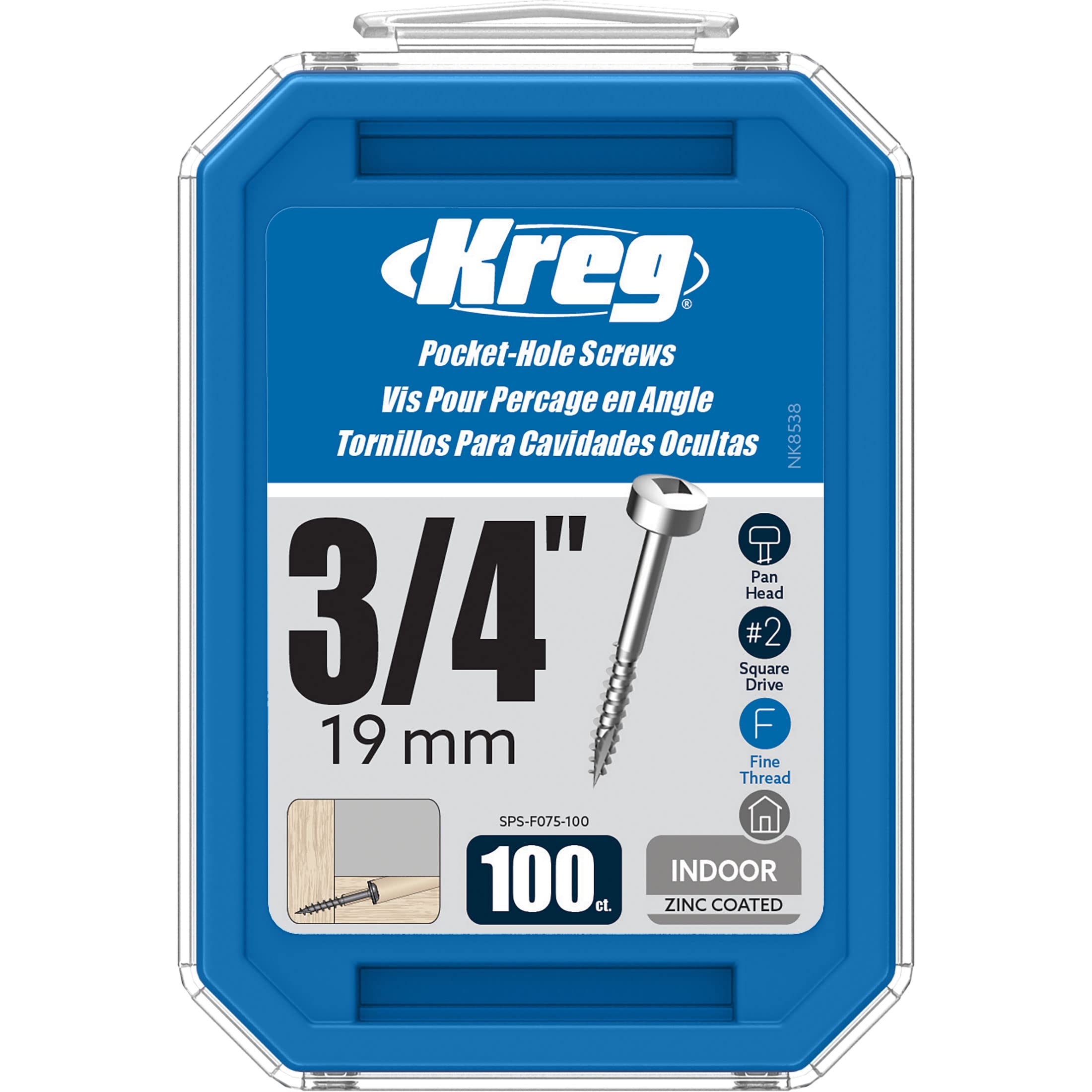 Parafusos De Bolso Kreg Sps-f075-100 Zinc 3/4" #6 Fine Thread