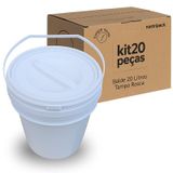 Balde 20l Tampa Rosqueavel Para Álcool Gel - Kit 20 Pçs