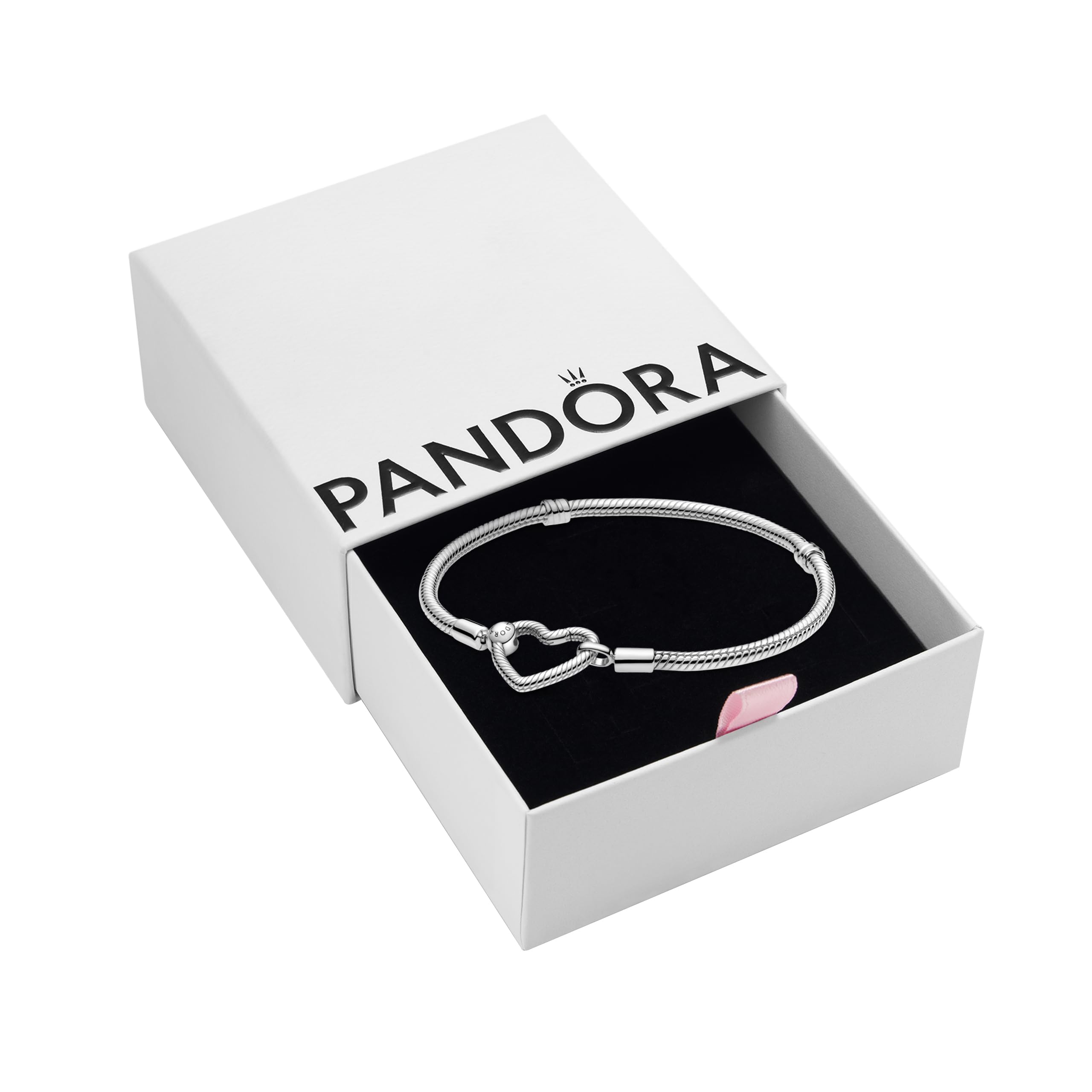 Pulseira Pandora Moments Heart Clasp Snake Chain Em Prata 925