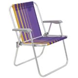 Cadeira De Praia Samoa Alta Em Alumínio Com Assento Roxo E Amarelo - 92900003 - Tramontina Tramontina