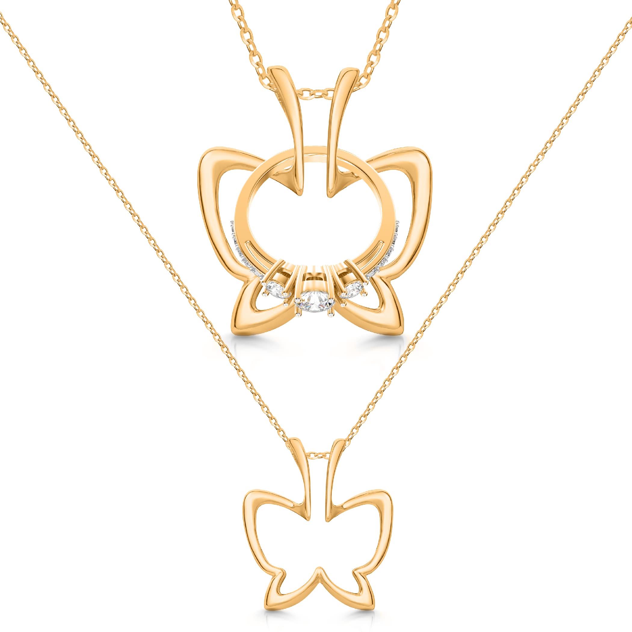 Colar Porta-anéis Emily C Em Aço Inoxidável Butterfly