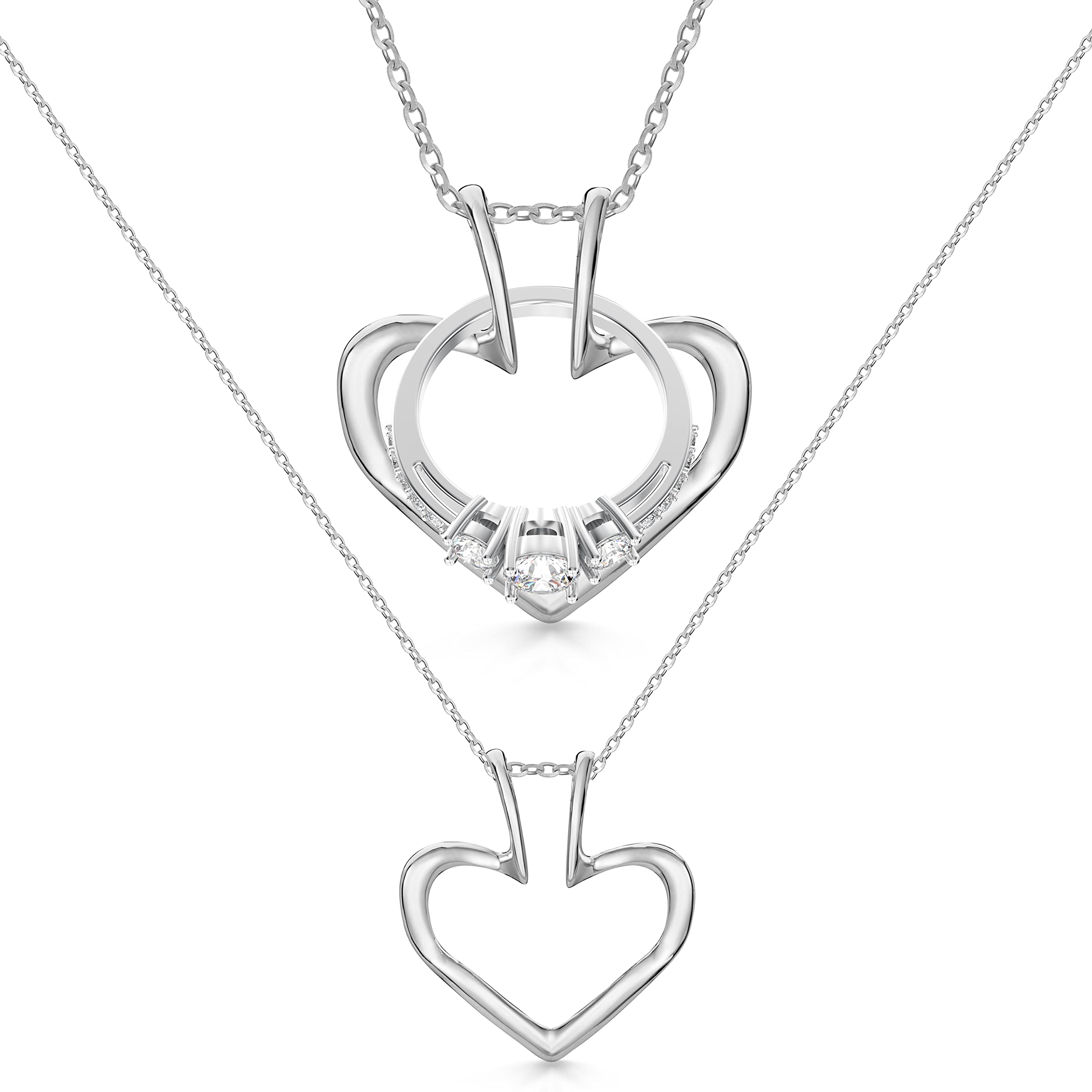 Colar Porta-anéis Emily C Em Forma De Coração De Aço Inoxidável