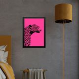 Quadro Decorativo Leopardo Rosa E Preto 33x24cm - Com Vidro