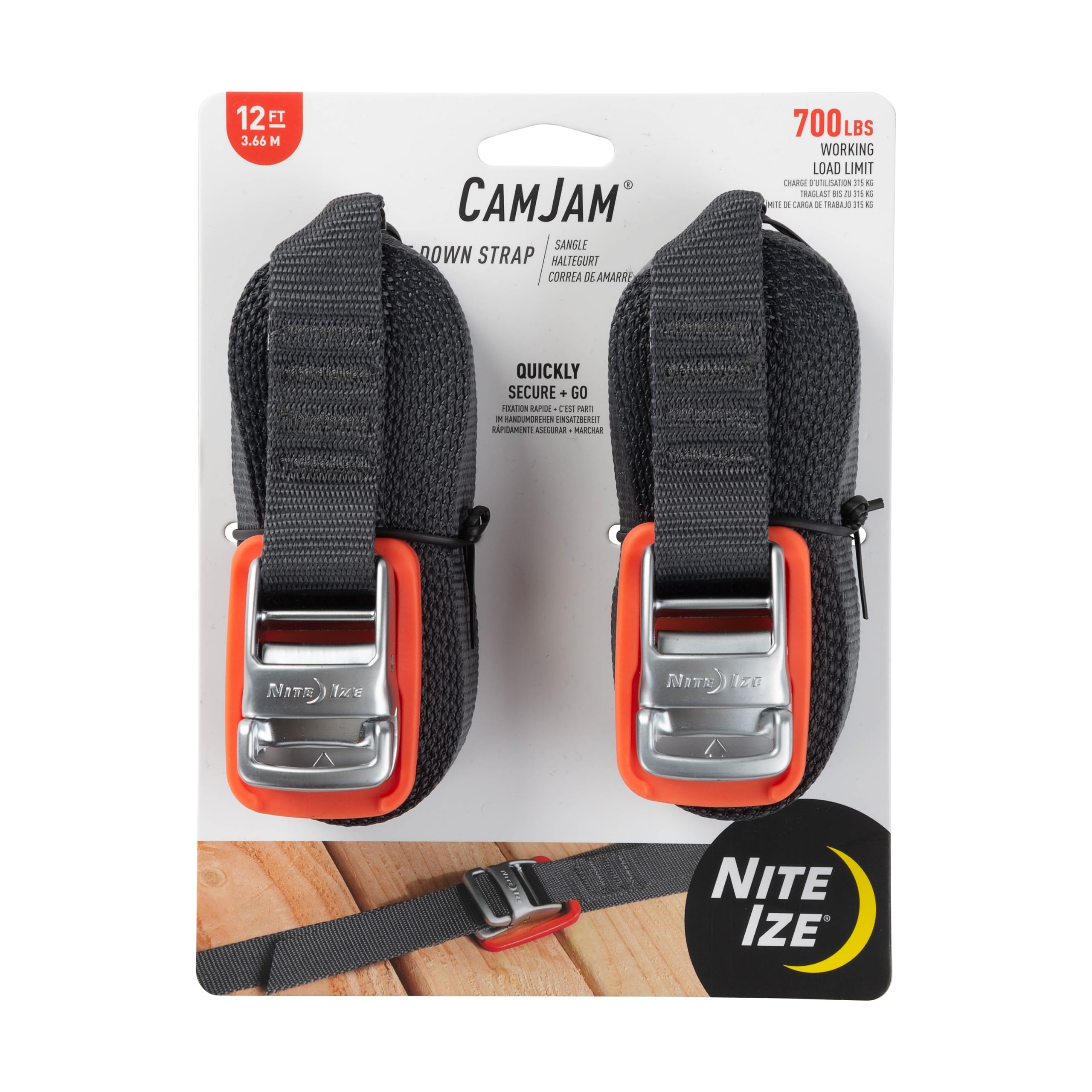 Tie Down Strap Nite Ize Camjam, Alça De 12 Pés, Laranja (pacote Com 2)