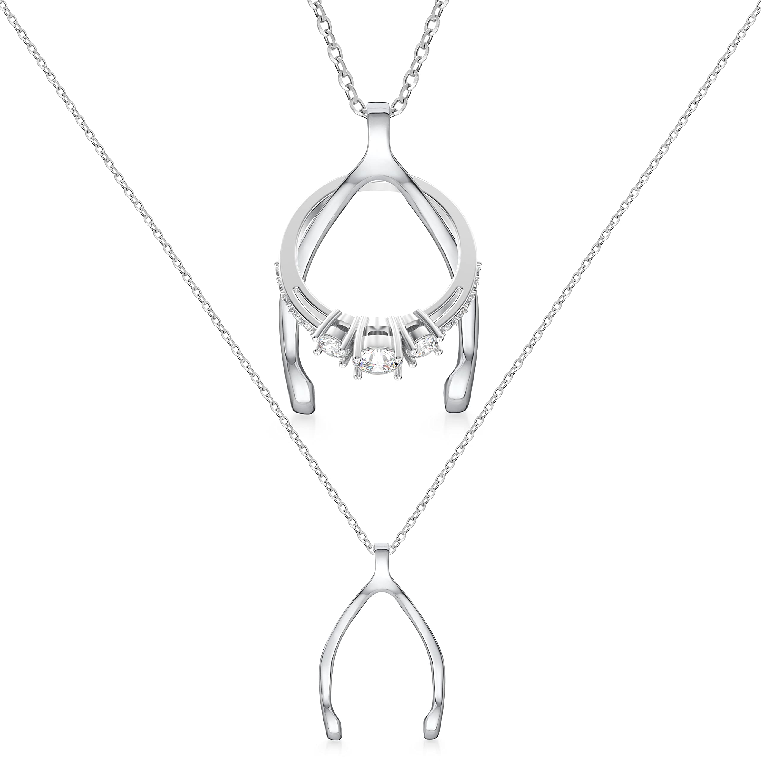 Colar Porta-anéis Emily C Em Prata Esterlina Wishbone