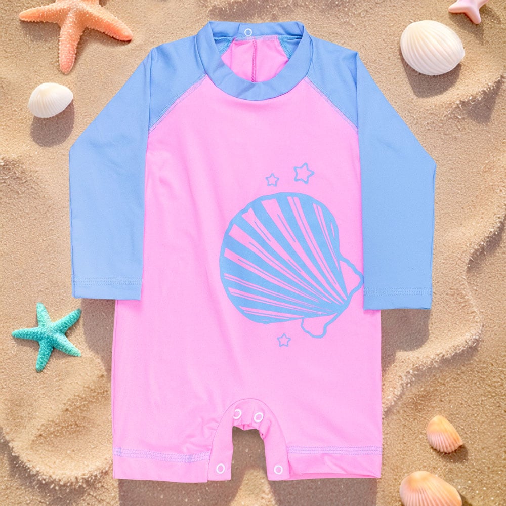 Macacão Para Praia Rosa Claro Com Proteção Uv50+ Para Bebê