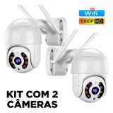 Kit 2 Câmera Segurança Wi-fi Externa Noturna Branca Sensor