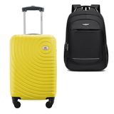 Kit Mala De Bordo Viagem 10kg Rodas 360º Rígida Abs Cadeado Segredo Gladiador A7mb Com Mochila Executiva Para Notebook