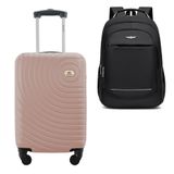 Kit Mala De Bordo Viagem 10kg Rodas 360º Rígida Abs Cadeado Segredo Gladiador A7mb Com Mochila Executiva Para Notebook