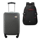 Kit Mala De Bordo Viagem 10kg Rodas 360º Rígida Abs Cadeado Segredo Gladiador A7mb Com Mochila Executiva Para Notebook