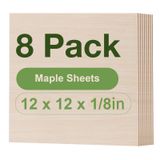 Folhas De Madeira Compensada Robotime 3mm Maple Laser Cutting 30x30cm, Pacote Com 8