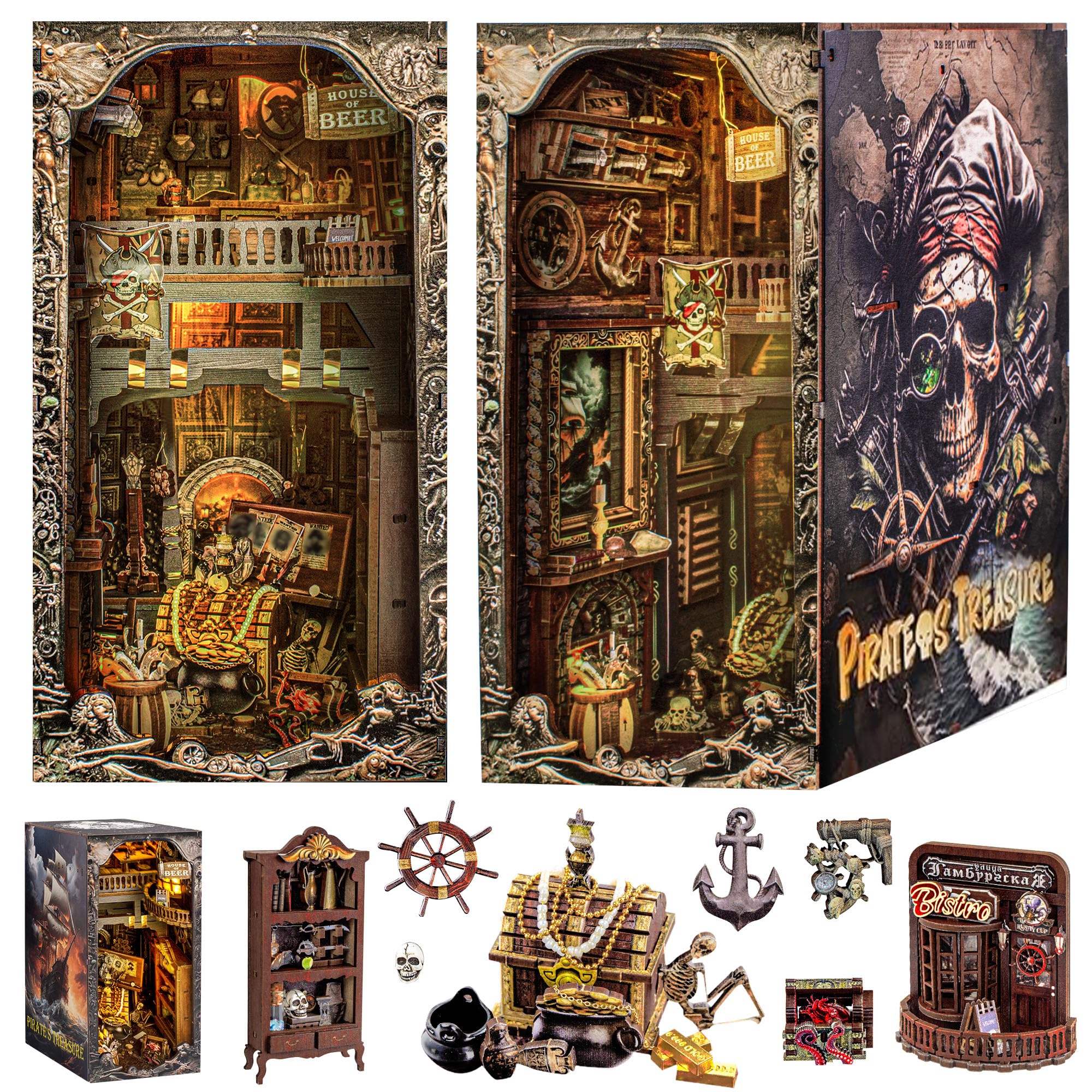 Book Nook Kit Wimlade 3d Pirate Ship Puzzle Diy Com Luzes Led