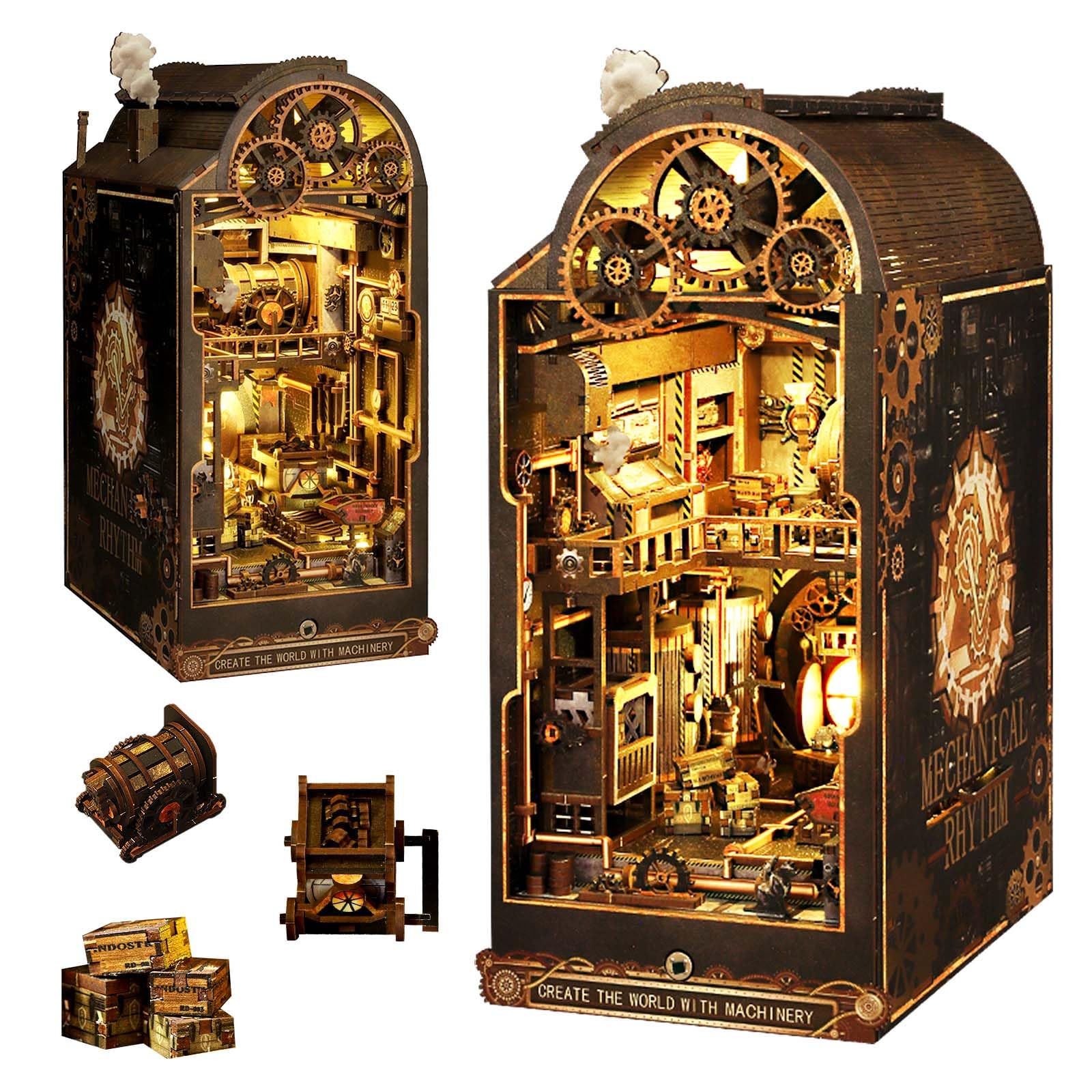 Book Nook Kit Ourmiao Mechanical Rhythm Com Luzes De Sensor