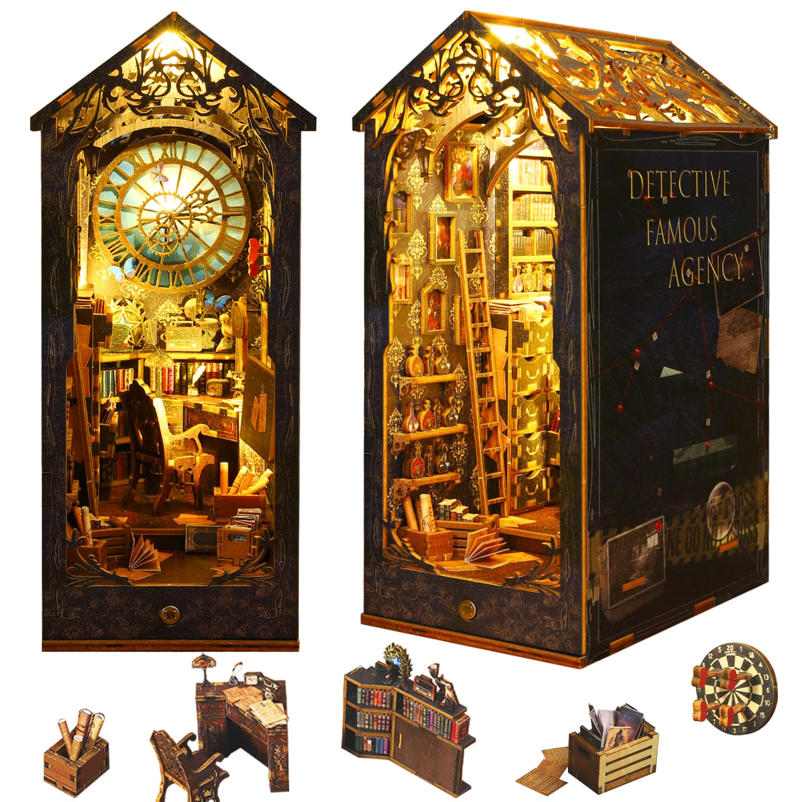 Book Nook Kit Ourmiao Detective Agency Com Luzes De Sensor