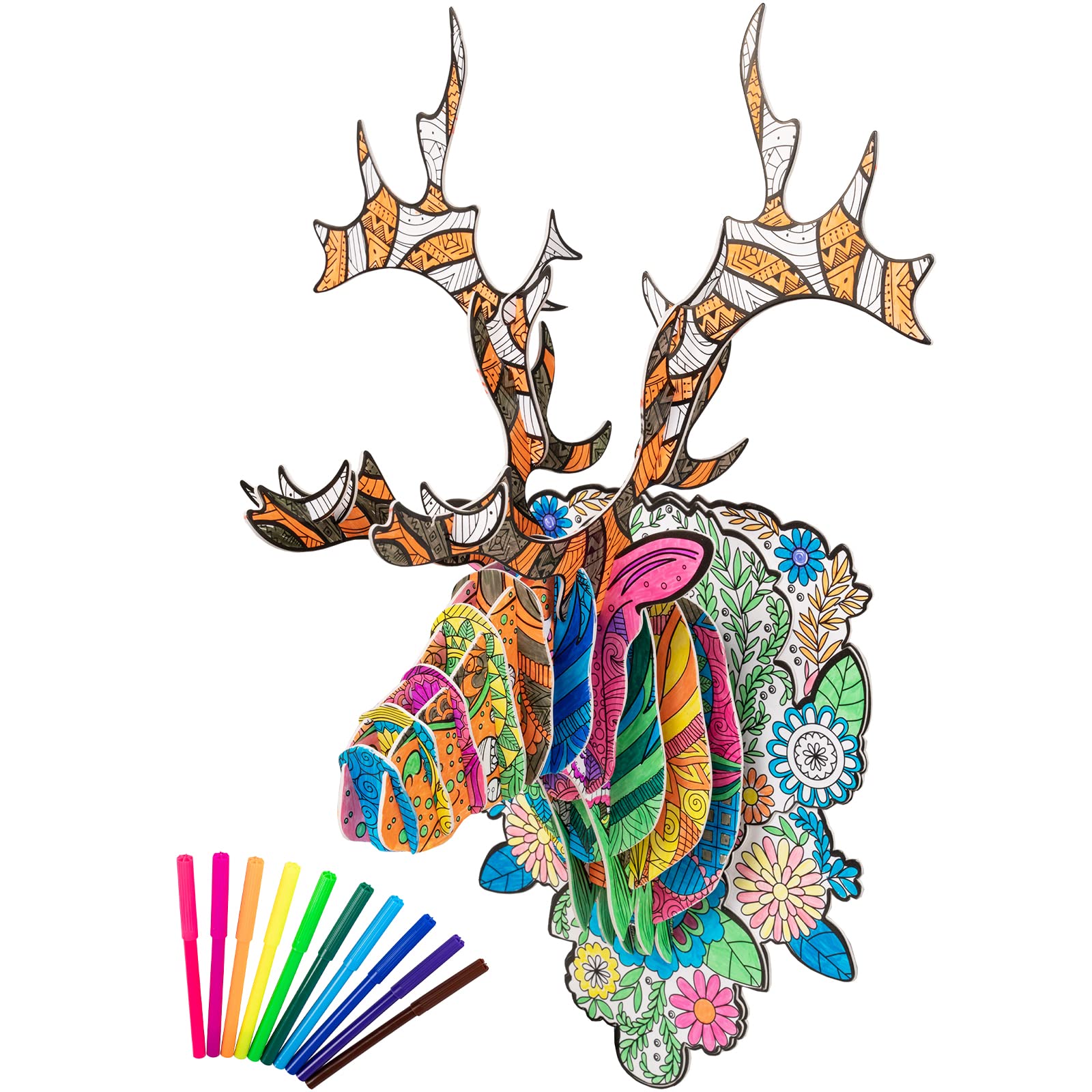 Quebra-cabeça Para Colorir Toy Hautton 3d Painting Com 10 Canetas Kids 3+