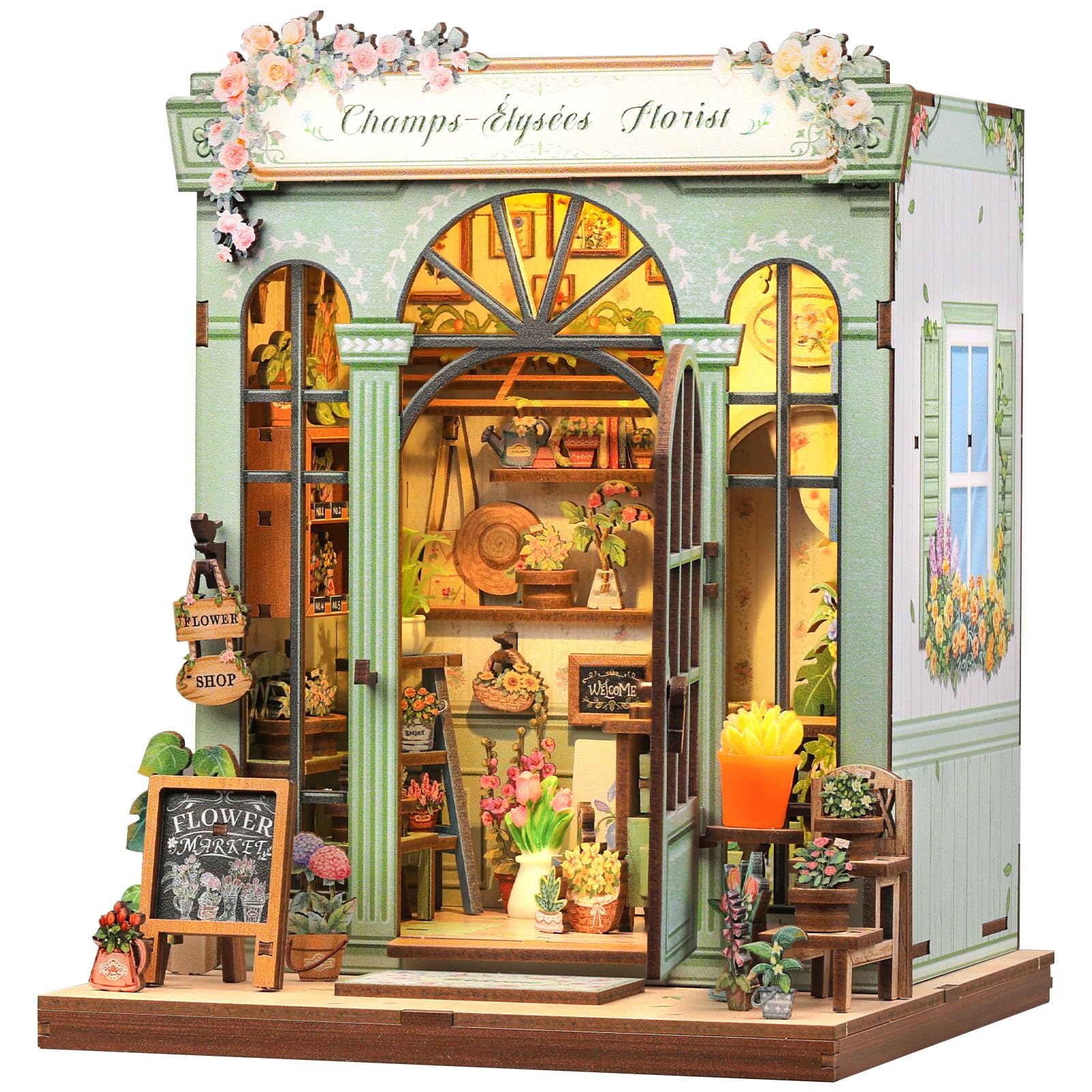 Kit De Casa De Bonecas Diy Em Miniatura Cutebee Book Nook Champs-élysées Florist