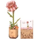 Quebra-cabeça 3d Flor De Madeira Rosa Rosa Diy Model Robotime
