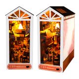Book Nook Kit Decor Alley Quebra-cabeça De Madeira 3d Com Led Rain Alley