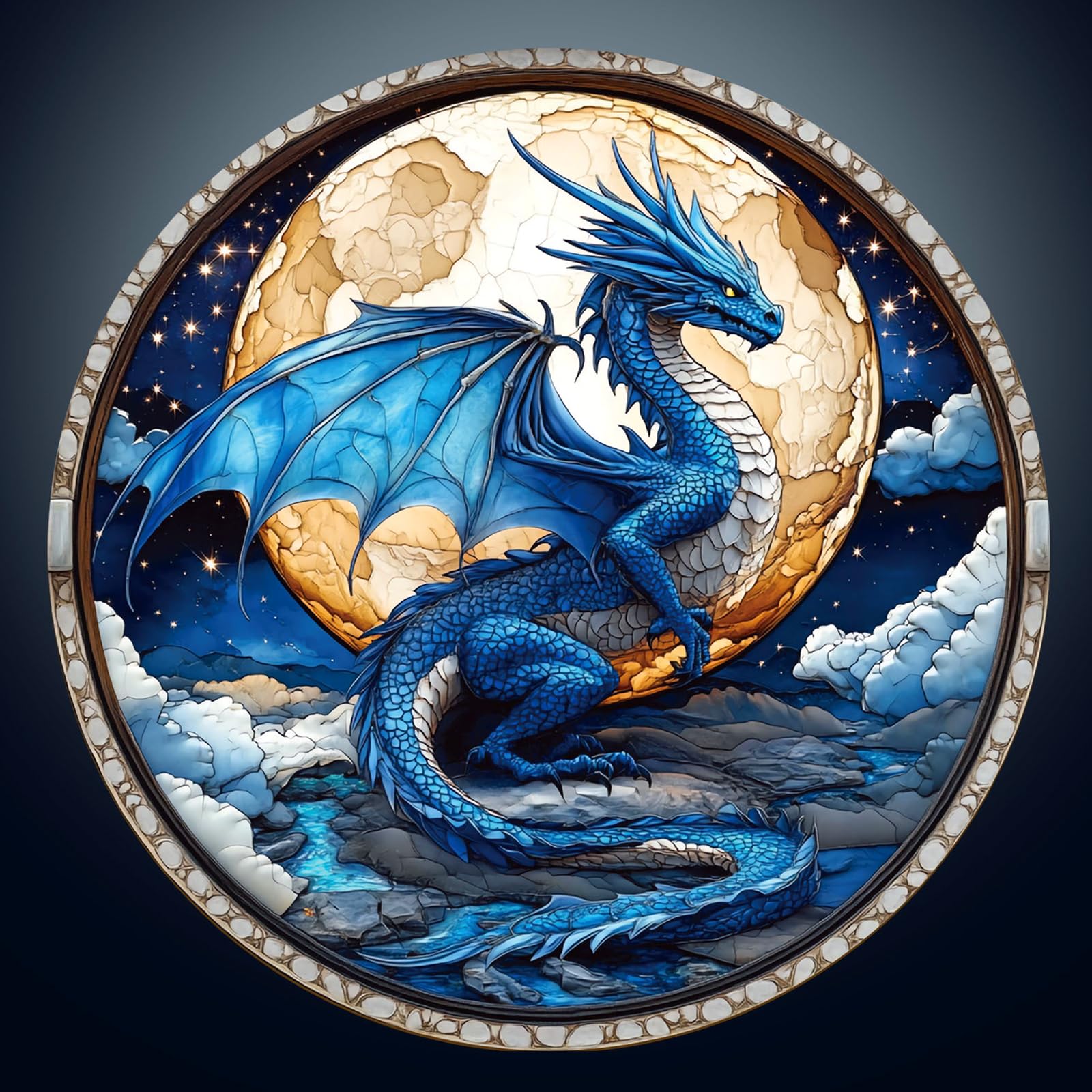 Quebra-cabeça De Madeira Purdicra Moonlit Blue Dragon 200 Peças