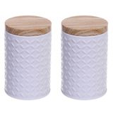 Kit 2 Latas Porta Mantimento Tampa Bambu Jogo De Mantimentos