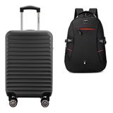 Kit Mala De Bordo 10kg Expansiva Viagem Rígida Abs Rodas 360 Duplas Cadeado Segredo Gladiador B1mb Com Mochila Executiva