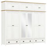 Guarda Roupa Casal Topázio 12 Portas E 3 Gavetas Branco/freijó Com Espelho - Finestra Móveis