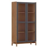 Cristaleira Barcelona 190cm 2 Portas Tauari/concret Com Vidro Canelado - Finestra Móveis