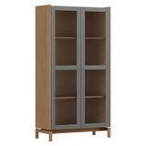 Cristaleira Barcelona 190cm 2 Portas Oak/ferrolack Com Vidro Canelado - Finestra Móveis