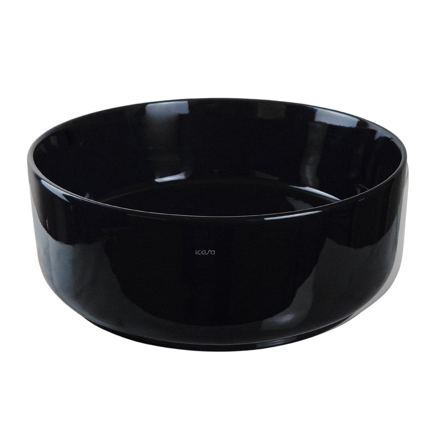 Cuba De Apoio Para Banheiro Redonda 35cm Em Cerâmica Icasa Preto