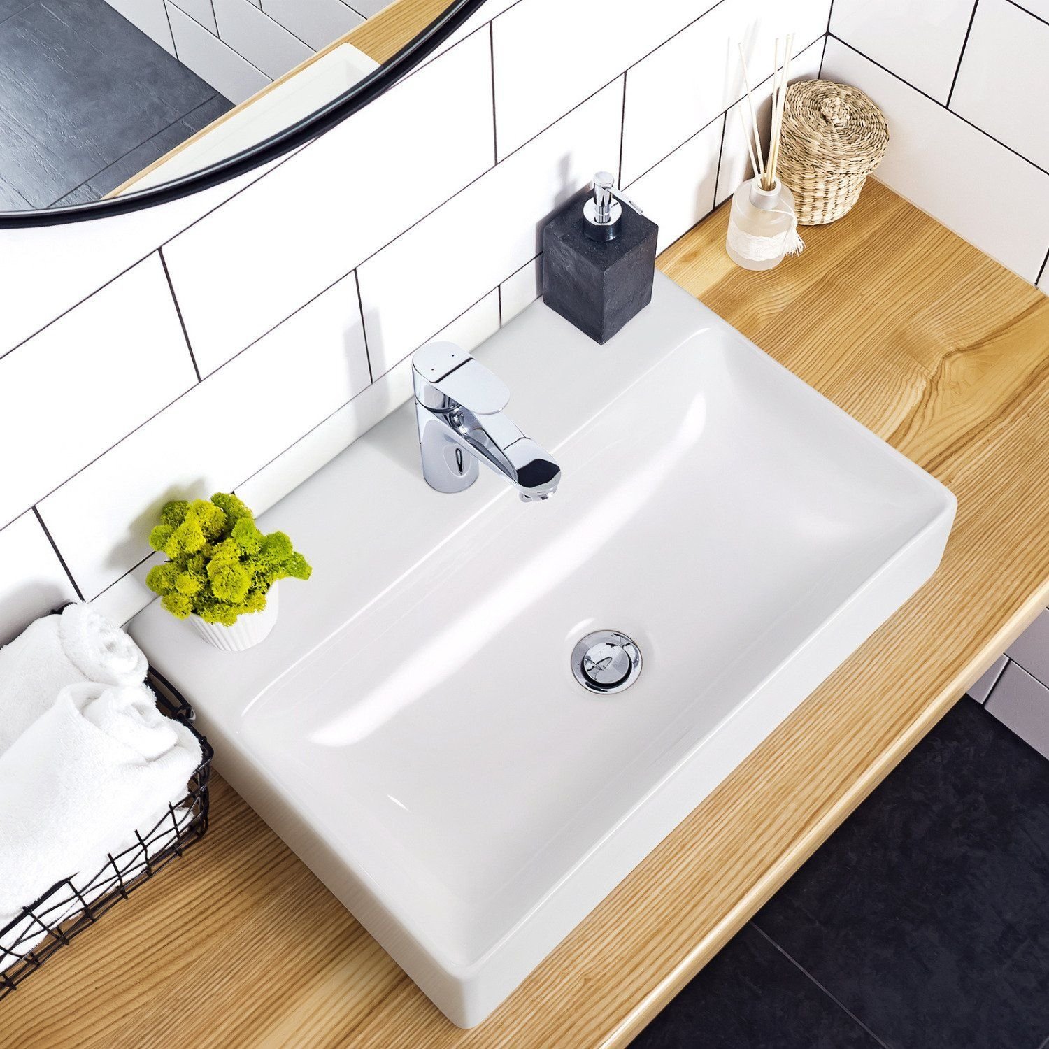 Cuba De Apoio Para Banheiro Retangular Com Mesa Em Cerâmica Icasa Branco