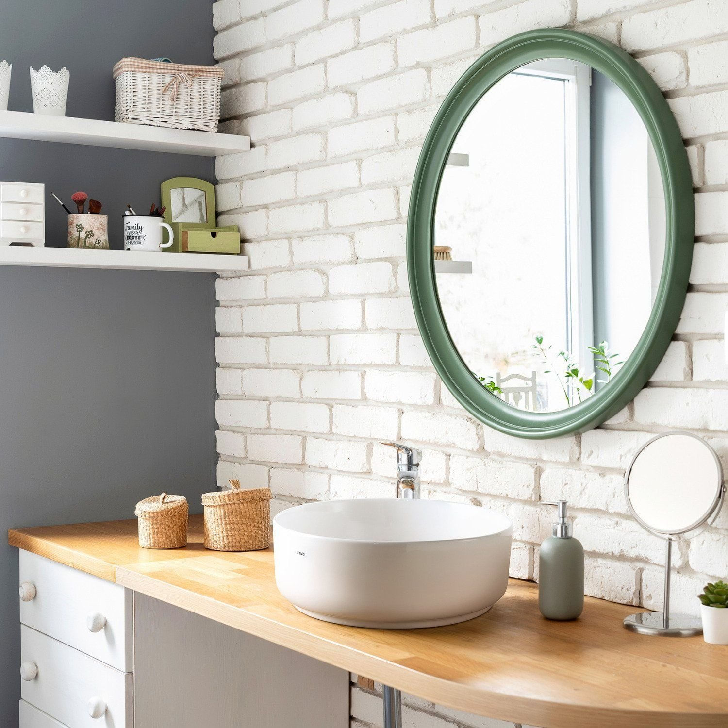 Cuba De Apoio Para Banheiro Redonda 35cm Em Cerâmica Icasa Branco