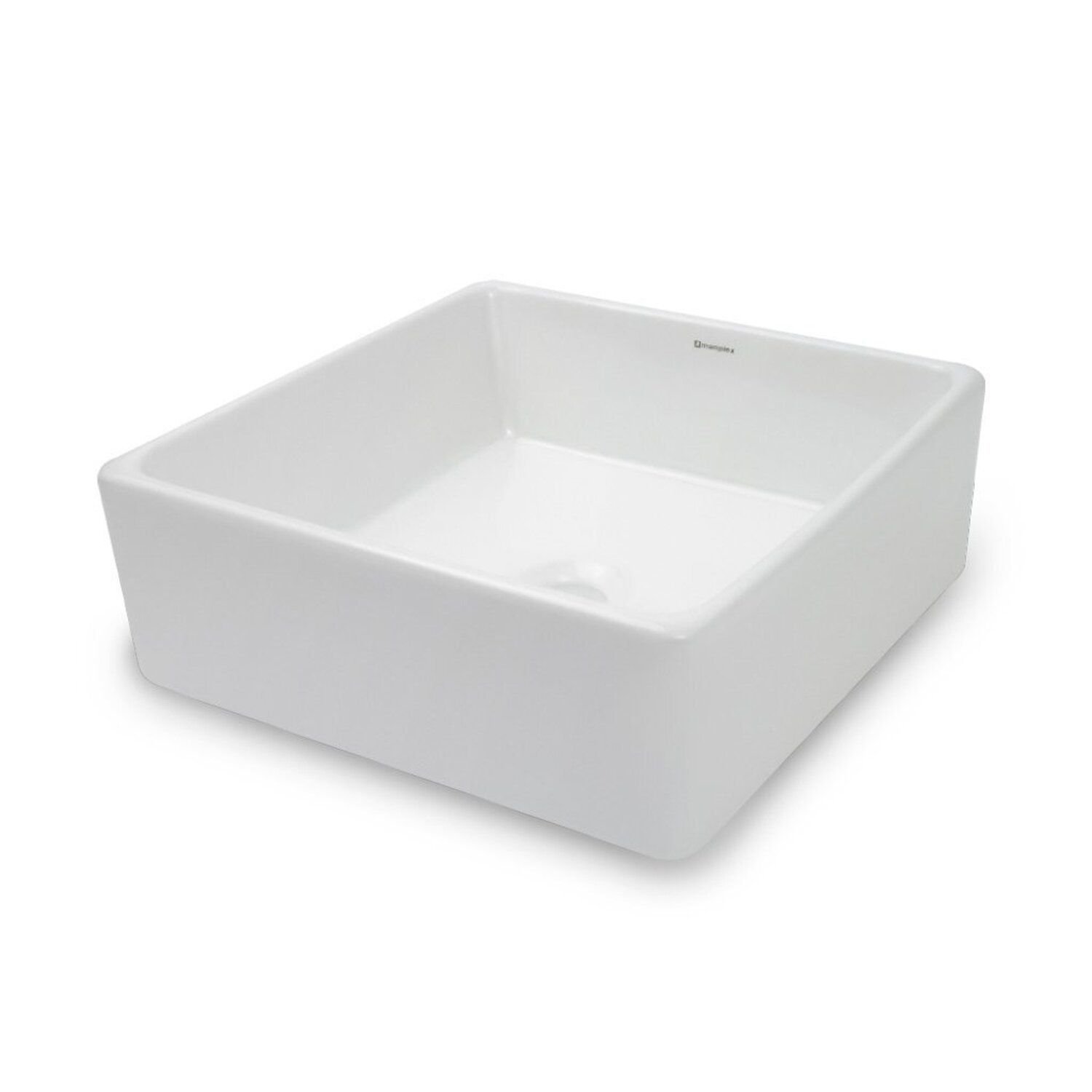 Cuba De Apoio Para Banheiro/lavabo Cerâmica Quadrada 38 Cm Manplex Branco Brilho