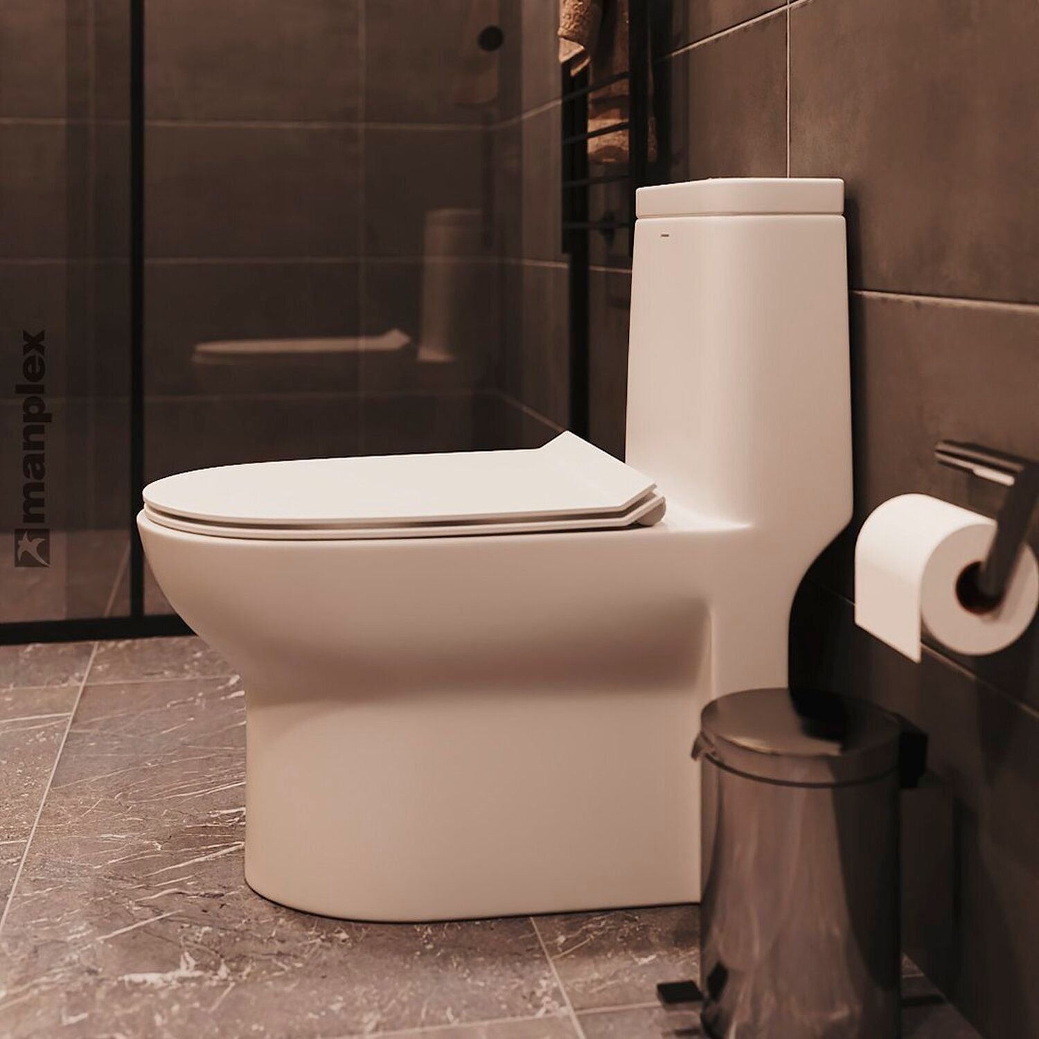 Vaso Sanitário Monobloco Cerâmica Duplo Acionamento 3/6l Jato Direcionável Manplex Branco Brilho