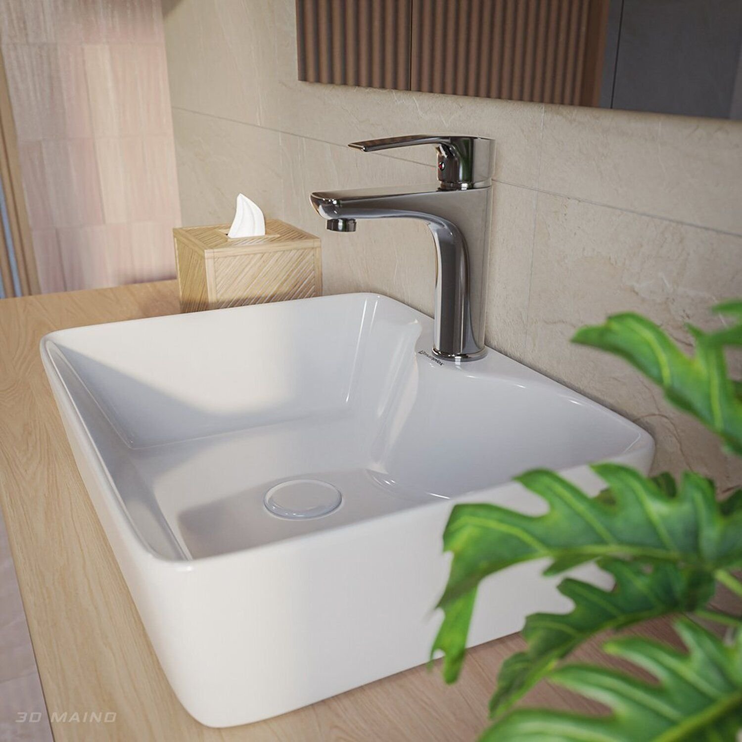 Cuba De Apoio Para Banheiro/lavabo Cerâmica Quadrada 48 Cm Manplex Branco Brilho