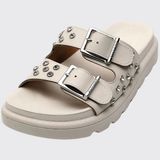 Sandália Feminina Rasteira Papete Tiras Spike Ouro Vizzano 6510.109.28918 - Cinza - 35