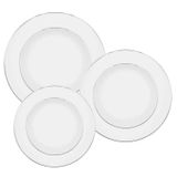 Aparelho De Jantar Jogo 18 Pratos Borda Prata Diamond Oxford