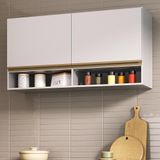 Armário De Cozinha Aéreo 105cm 2 Portas E Nichos Veneza Multimóveis Mp2259 Branco Dourado