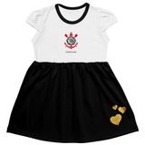 Vestido Corinthians Infantil Canelado Branco Torcidababy - Branco - 4