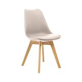Cadeira Estofada Saarinen Wood Pés De Madeira Bege
