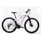 Bicicleta Aro 29 Rino Monalisa - Freio A Disco - Cambios Shimano 21v - Branco+violeta - 17