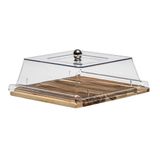 Bandeja Servir Quadrada 31cm Em Madeira Com Tampa Premium