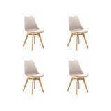 Kit 4 Cadeiras Estofadas Saarinen Wood Pés De Madeira Bege