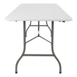 Mesa Dobravel 122x74 Cm Plastico Branca Compacta Tipo Maleta