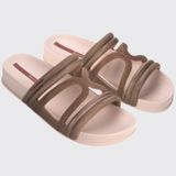 Chinelo Slide Tiras Feminino Ipanema Walk 27262 - Rosa/metalizado/marrom - 36