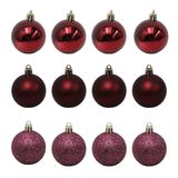 Bolinha De Natal Mix De Modelos C/ 12 Peças 5cm-vinho- Chibrali Vinho Chibrali