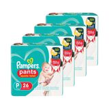 Fralda Descartável Pampers Pants Ajuste Total Tamanho P - 4 Pacotes Com 26 Fraldas - Total 104 Tiras